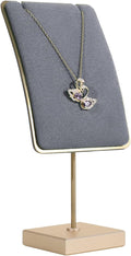 GemeShou Grey velvet necklace display stands for selling, small metal jewelry organizer necklaces storage for show【Grey】