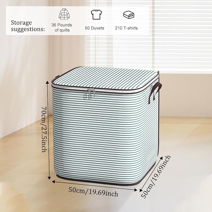 Large Blanket Storage, 180L Foldable Storage Bin, Clothes Storage Bags with Handle Zippers Blanket Organization for Bedroom Closet Comforter Sheets Pillow
