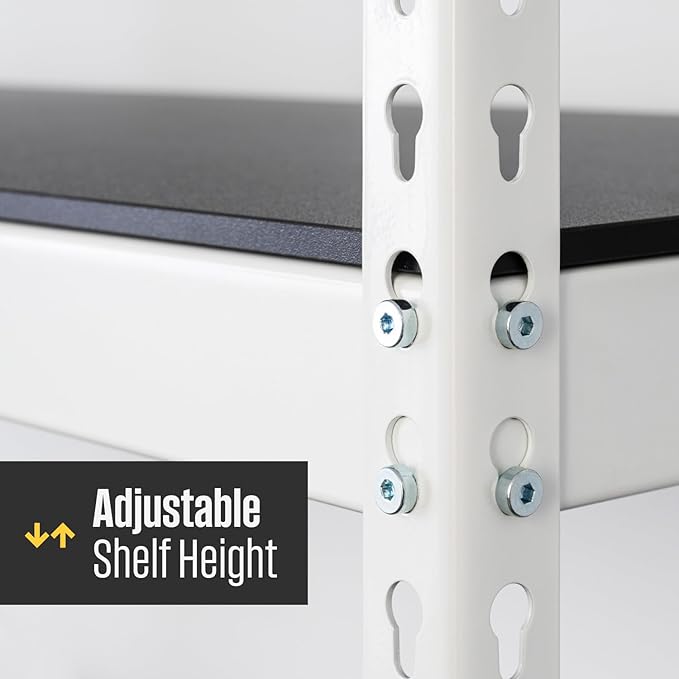 SafeRacks Modular Garage Shelving - 5 Tier Storage Shelves, Tall Metal Rack Shelves for Storage, Heavy Duty Steel Shelf Organizer for Garage, Or Kitchen Pantry (White, 18 x 60 x 72)