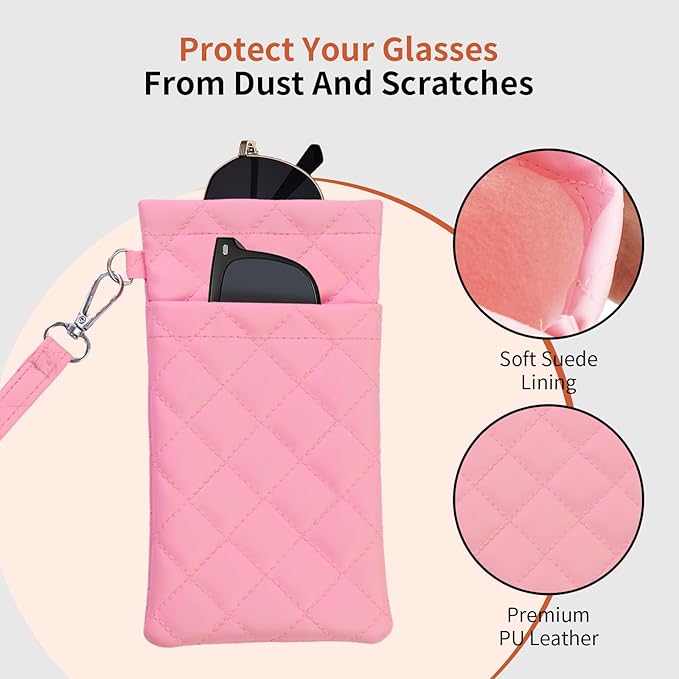 Double Eyeglass Case Soft Dual Glasses Case for Women Men Travel Squeeze Top Sunglasses Cases Eyeglasses Pouch