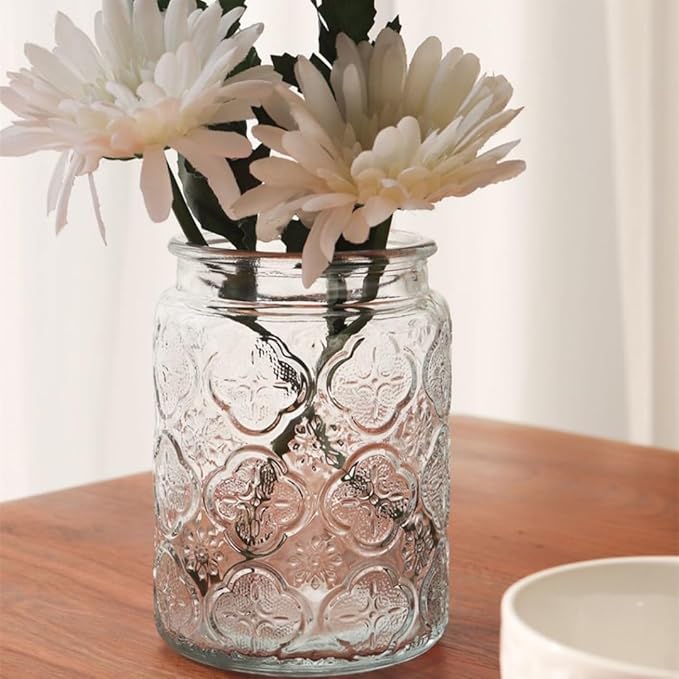 Vintage Glass Jar, Decorative Glass Jar with Bamboo Lid, Candy Jar Cookie Jar for Kitchen Counter, Pantry, 23.7 FL OZ Glass Storage Jar Holds Coffee, Tea, Sugar, Balth Salts