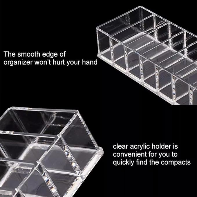Clear Acrylic Makeup Stand with 8 Compartments Eyeshadow Palette Organizer Cosmetic Display Holder