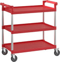 Red Utility/Bussing Cart with Three Shelves - 42" x 20"