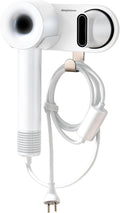 simpletome Hair Dryer Holder Wall Mount for All Magnetic High Speed Blow Dryer with Plug Cord Organizer Hook (Aluminum Alloy, White)