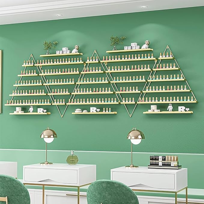 Wall Mounted Shelf Nail Polish Bottle Display Rack, Triangular Essential Oil Perfume Storage Rack, Multifunctional Hanging Salon/Beauty/Nail Shop Organizer Perfume Holder(Size:4,Color:Black)