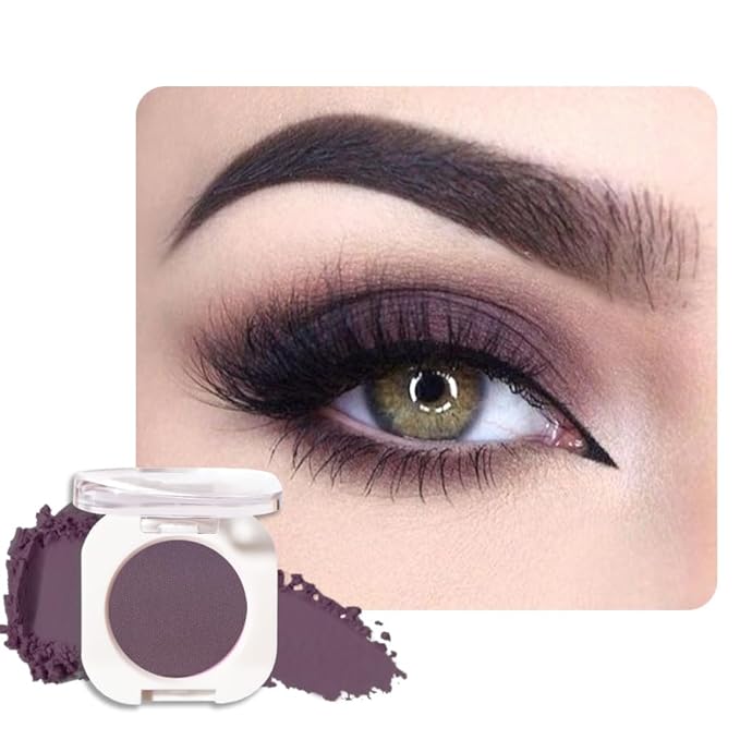Eggplant Purple Single Matte Eyeshadow Makeup, Neutral Powde Eye Shadow for Women, Deep Dark Mauve Plum Purple Matte Singles Eyeshadow Palette Pigmented Waterproof, Girls Christmas Gift 15