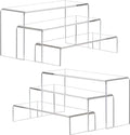 ANDGOO Display Risers, 6 Pcs(7.9”L~8.3”L~8.7”L) Rectangular Clear Acrylic Showcase Collectibles Display Stands Suitable for Retail Shoe Showcase Jewelry Funko Pop Figures