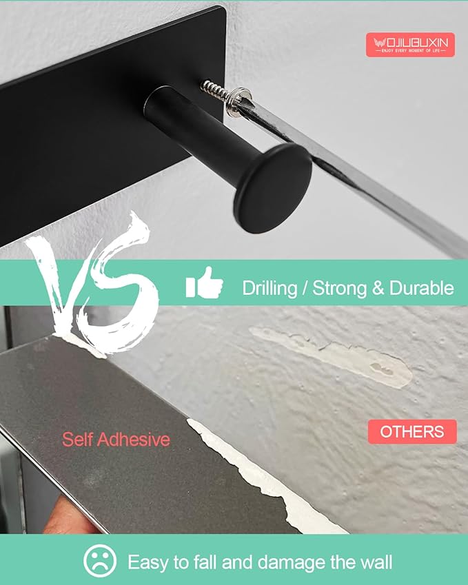Hair Dryer Holder Wall Mount Matte Black Hair Dryer Holder for Bathroom Cabinet SUS 304 Stainless Steel Blow Dryer Holder Compatible with Dyson Hair Dryers