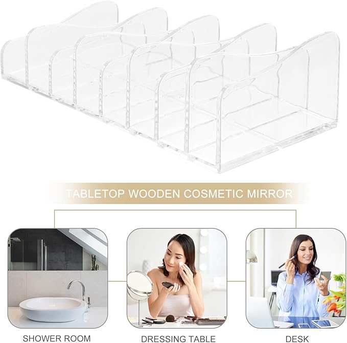 2pcs Divided Eyeshadow Palettes Organizer Stand Makeup Storage Rack for Cosmetics Lipstick Nail Polish and Brush Holder Vertical Display for Vanity and Dressing Table