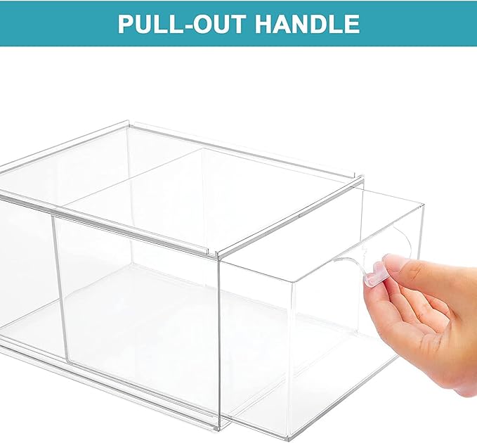 Clear Stackable Storage Drawers,2 Pack Acrylic Drawers Desk Organizers Makeup Organizer for Vanity, Bathroom,Cabinet,Desk Organization