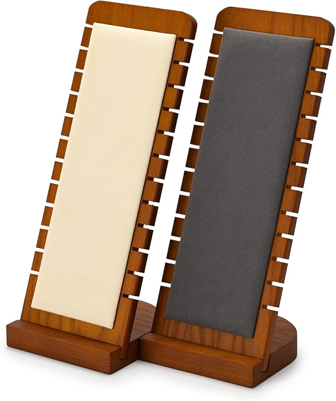 Oirlv Solid Wood Necklace Organizer Showcase Necklace Display Stand Jewelry Display Holder (Grey)