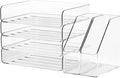 4-Tier Clear Acrylic Paper Tray Organizer for Desk with 2 Matching Bookends – Stackable Letter Tray Set, Stackable Paper Trays, Acrylic Desk Accessories/File Organizer, Office Organizer