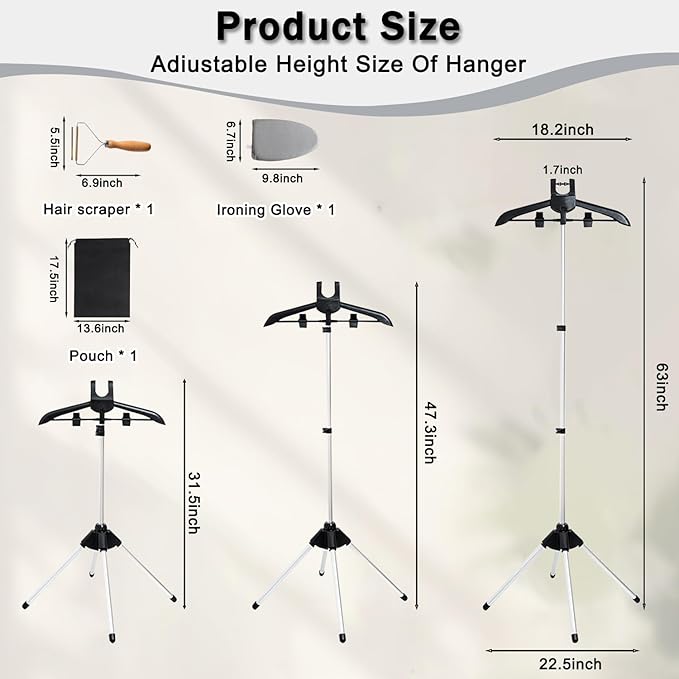 Garment Steamer Stand Rack for Clothes With Stand, Folding Garment Steamer Iron Stand With Ironing Gloves,Ideal for Travel and Home Ironing