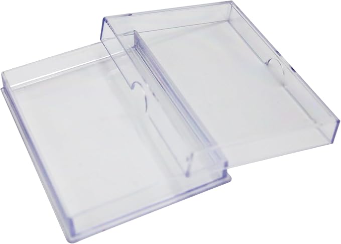 20 Pack Clear Acrylic Card Storage Boxes with Lids – 3 1/2" L x 2 1/2" W x 1/2" H Baseball Card Storage Box, Sports Card Boxes and Magic Card Storage Box – Made in USA