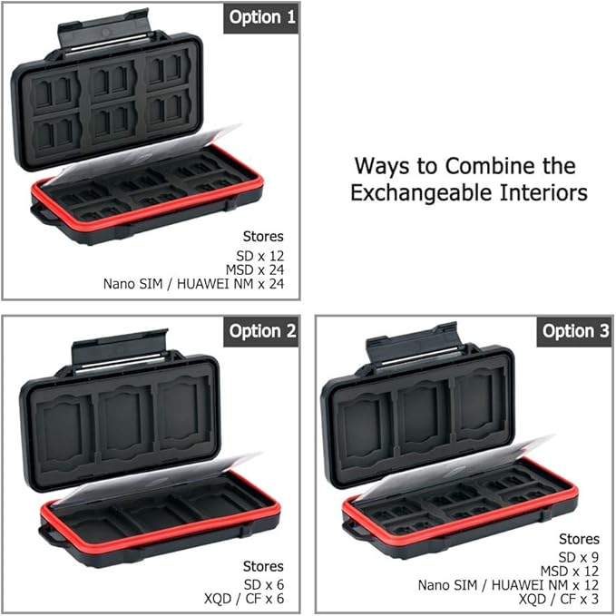 PROfezzion 48 Slots Weatherproof Memory Card Carrying Case Holder for CFexpress Type B, XQD, CF, Cfast, CompactFlash, CF Express Type-B, SD & MicroSD Cards (Not for CFexpress Type-A Card)