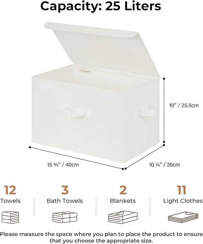 GRANNY SAYS Storage Bins with Lids, Fabric Storage Boxes, Closet Organizers and Storage, Ivory White, 2-Pack
