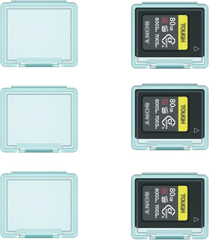KIWIFOTOS 6 Pack CFexpress Type-A Memory Card Case Translucent with Labels Storage CFA Anti-Shock Card Holder (Case Only)