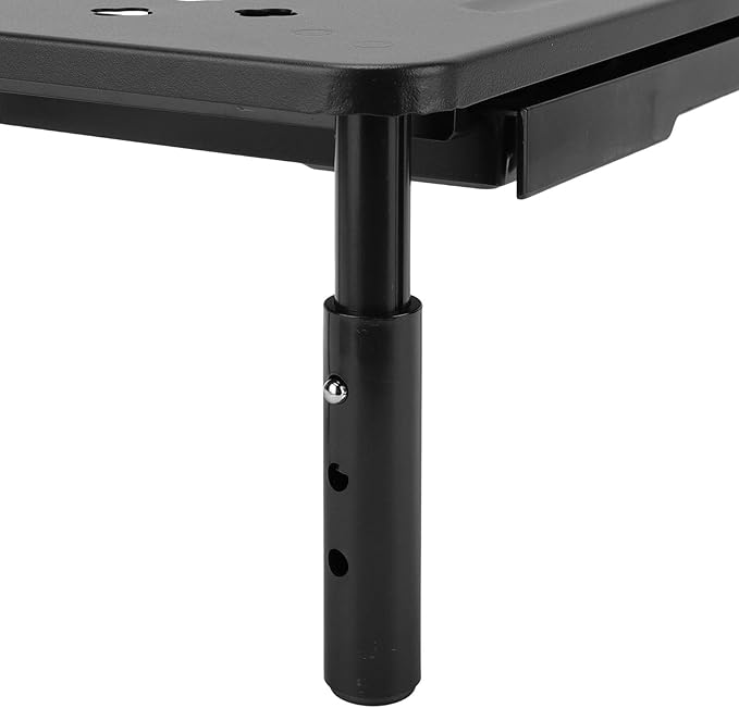 Computer Monitor Stand Riser, Adjustable Height Ergonomic Metal Laptop Stand with Drawer and Ventilation Holes, for Desk Storage Organizer Underneath 20KG Capacity (Black)