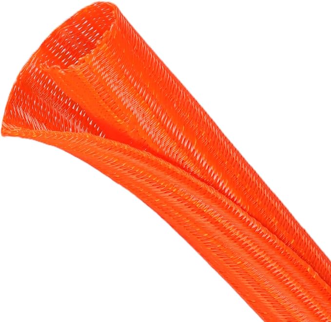 Split Wire Loom Tubing, Cable Protector Sleeve, Braided Cable Management for TV/Computer/Home Theater/Engine Bay, Cord Protectors from Pets No Chew (Orange, 1/2"-10ft)