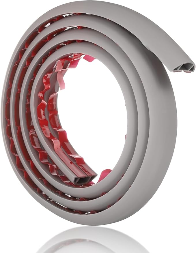 HARFINGTON 6ft Cord Cover Floor W0.6 x H0.33 Inner Channel PVC Hide Extension Cable Floor Wire Hider Wire Covers Protector for Prevent Cable Trips Cables Management, Grey