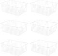 Freezer Organizer Bins, Upright Freezer Baskets for 16, 17, 21 cu.ft Standup Freezer, Wire Storage Baskets with Built-in Handles, 6Pcs, White
