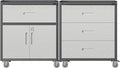 Metal Tool Cabinet,Garage Storage Cabinet System,Wall Cabinet & Locking Rolling Tool Cabinet with Doors and Adjustable Shelves,Steel Tool Cabinets for Home (2 Pcs-StyleE, Black & Grey)