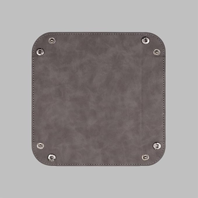 siduater Valet Tray Desktop Storage Organizer – Vegan Leather Catchall Bedside Vanity Tray Nightstand Caddy Holder for Remote Controller, Watch, Keys, Phone, Wallet, Coin, Jewelry, Stone Gray Brown