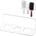 Bathroom Hair Brush Holder Wall Mounted Hair Brush Organizer with 3 Holes Non Perforated Wall Mounted Shaver Storage Rack for Combs, Curling Irons, Razors
