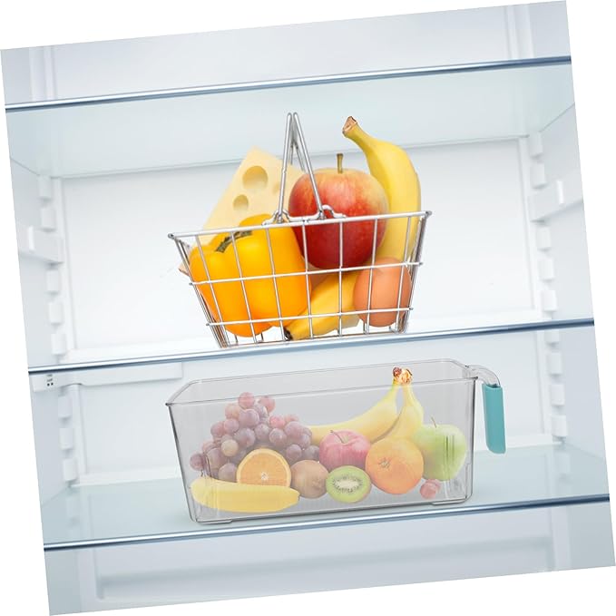 NUOBESTY Large Capacity Fruit and Vegetable Fresh Storage Container for Fridge Clear Pet Material Organizer Bin with Handle Design Space-saving Produce Saver Box for Refrigerator