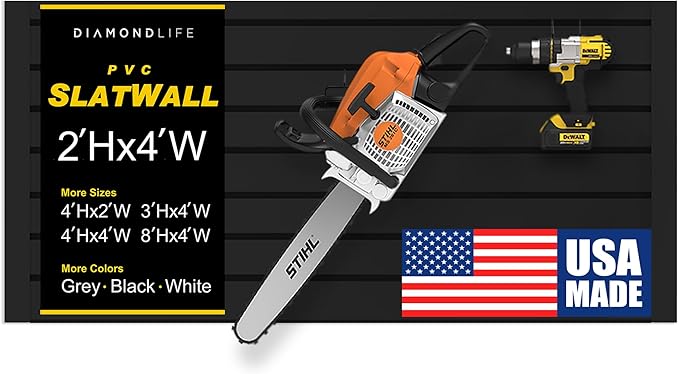 DLDIRECT 24" X 48" - Slatwall Panel Garage Organizer: Heavy Duty Wall Mounted PVC Rack, Interlocking Slat Paneling for Garage Storage, Slotwall Board, Shelves System