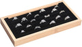 Coward Bamboo Ring Display Holder Jewelry Storage Tray Organizer Ring Stand For Show(Black)
