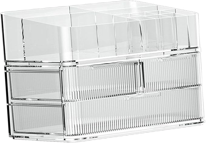 Fenteer Makeup Organizer Drawer Organizer Clear Large Capacity Cosmetic Display Case for Lipstick Cabinets