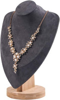 Coward Velvet Necklace Display Stand For Show Bamboo Chain Jewelry Model Bust Holder(gray velvet, 11.4")