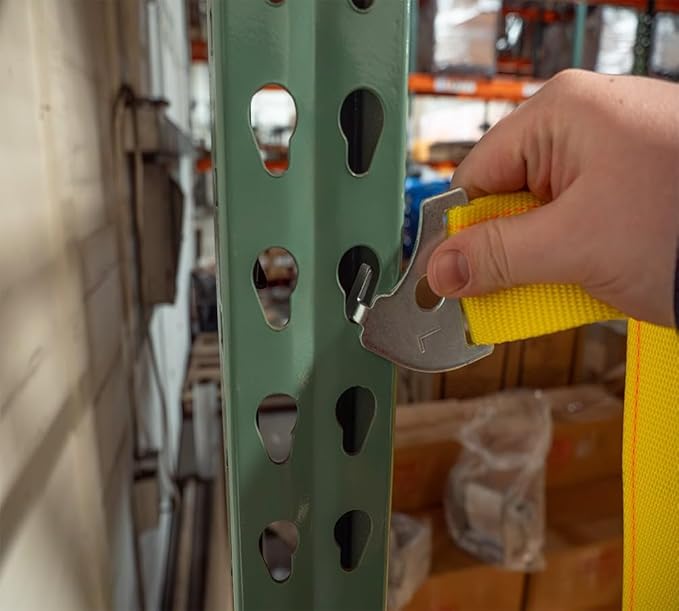 Mytee Products 4 Pack 2"x110.5" Pallet Rack Safety Straps for 9 ft Pallet Bays - 2400 lbs Breaking Strength Rack Safety Straps for Holding Pallets in Place - Warehouse Storage Shelving Accessories