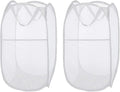 Larpur Pop Up Laundry Hampers, Portable Mesh Laundry Baskets, Collapsible Clothes Laundry Bin for Bedroom, Travel, Bathroom, College Dorm, White - 2 Pack
