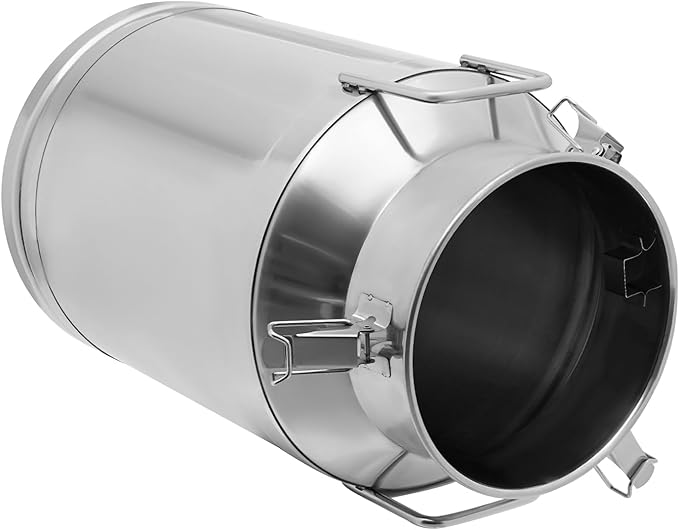12~60L Heavy-duty 201 Stainless Steel Milk Can with Drip-free Spigot, Water Beverage Drink Dispenser Milk Pail Bucket for Milk Wine Oil (12L)