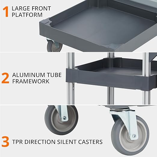 Commercial Traditional Janitorial 3-Shelf Cleaning Cart on Wheels with Cover and Vinyl Bag, Custodial Cart, Housekeeping Carts for Hotels, Stores, Schools, and Business