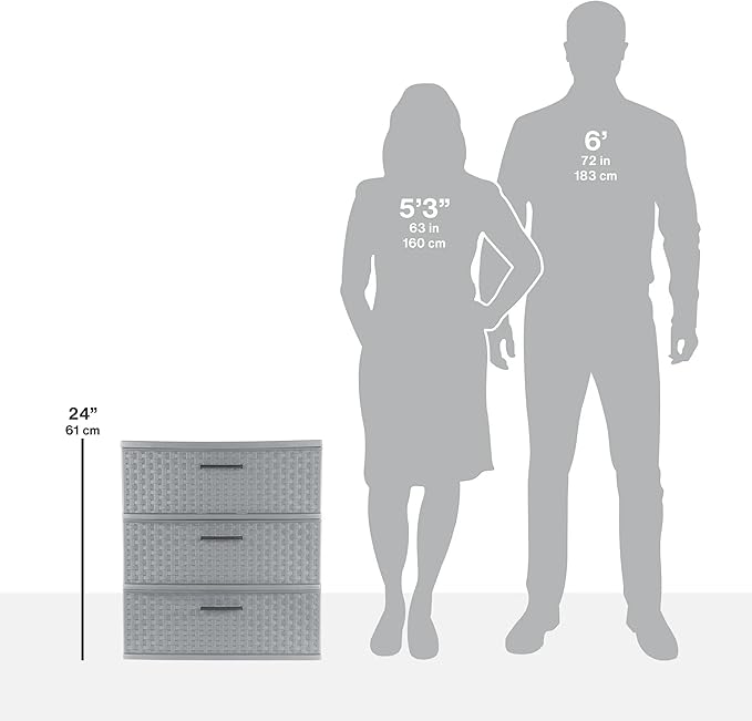 3 Drawer Wide Weave Tower color：Cement
