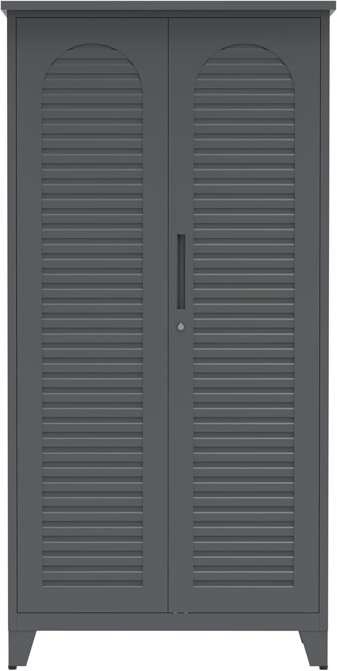 Tall Metal Tool Storage Cabinet with Shelves and Pegboard, 72.8” Steel Organizer Cabinet for Garage Workshop Warehouse Utility Room, Wall-Mountable Heavy Duty Storage Locker