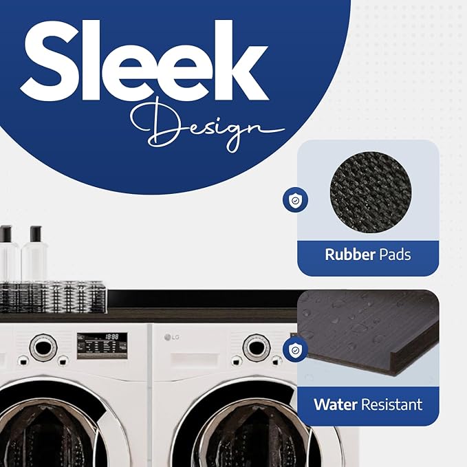 OfficeSimpli Washer Dryer Countertop, Made in USA, Non-Slip Pads, Easy Clean, Laundry Room Essentials and Decor, Washer Dryer Wood Top for Organization (Tenino Grey, Standard (27.5" x 54"))
