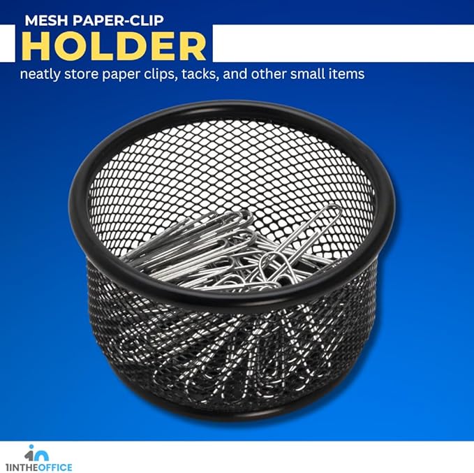 1InTheOffice Mesh Paper Clip Holder For desk, Paperclip Holder (2 Pack)