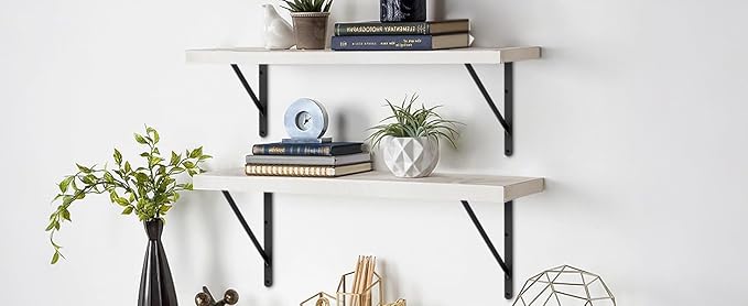 16 Pack L22 x H 12" Black Heavy Duty Shelf Brackets with Screws Metal Shelf Brackets Shelf Support Angle Brackets for Shelves L Brackets Heavy Duty Floating Shelf