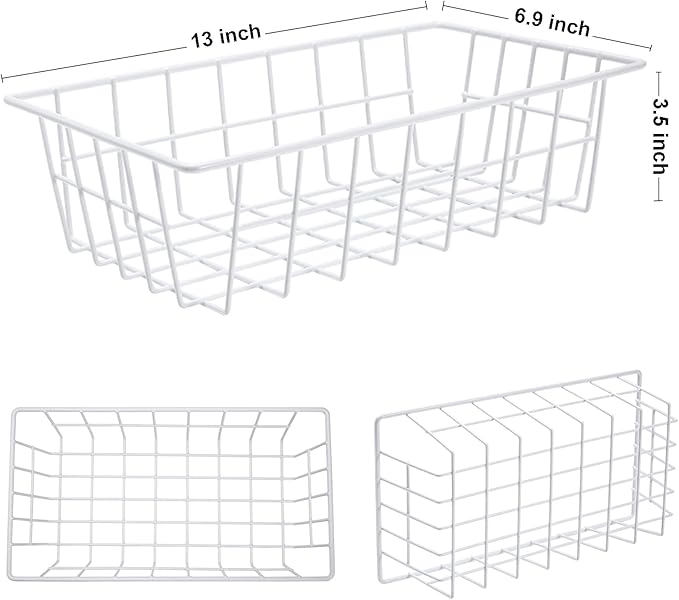 Orgneas Freezer Organizer Bins Metal Wire Storage Baskets for Upright Refrigerator Chest Freezer, Kitchen Pantry Storage and Organization for Fruit Vegetable Soda Cans Toys and Snacks, Set of 4