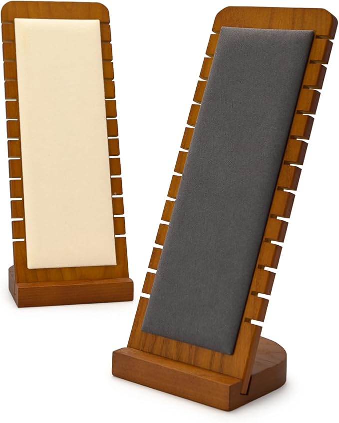 Oirlv Solid Wood Necklace Organizer Showcase Necklace Display Stand Jewelry Display Holder (Grey)