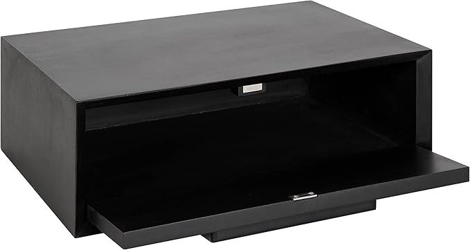 Kate and Laurel McCutcheon Floating Wood Storage Shelf, 18 x 12 x 6, Black, Decorative Transitional Floating Bedroom Nightstand with a Concealed Cubby Compartment