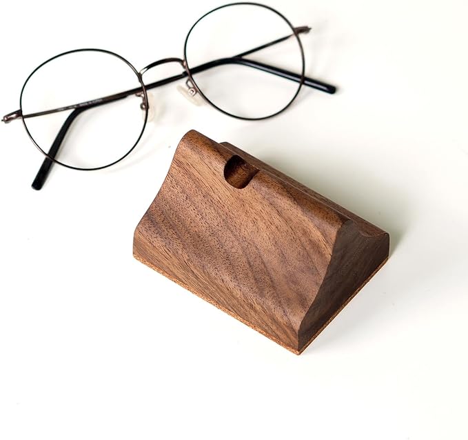Handmade Wood Carving Eyeglasses Stand Wood Glasses Holder Sunglasses Display Stand Home Office Desk Supplies (WALNUT)