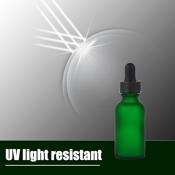 24 Pcs, 1oz Glass Dropper Bottle, Leakproof Tincture Bottles with Dropper, Green Reusable Eye Dropper Bottle, Preety Frosted Texture, for All Kinds of Liquids (Green-Frosted, 1oz-24pcs)