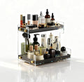NEWRAIN 2-Tier Bathroom Organizer Countertop for Cosmetics, Makeup, Vanity Holder for Lipstick, Black Cabinet Storage