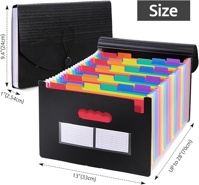 SKYDUE Accordion File Organizer with 26 Pockets & Label Stickers, Expanding File Folders Fit for A4 & Letter Size Paper, Multi-Functional Document Organizer for Home & Office File Management