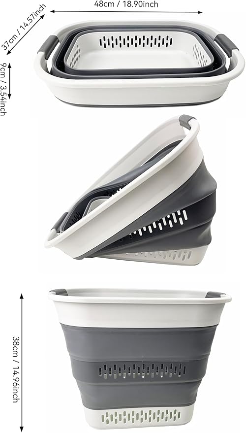 SAMMART 40L (10.5 Gallon) Collapsible Plastic Laundry Basket - Foldable Pop Up Storage Container/Organizer - Portable Laundry Hamper - Space Saving (1, Grey/Steel Grey)